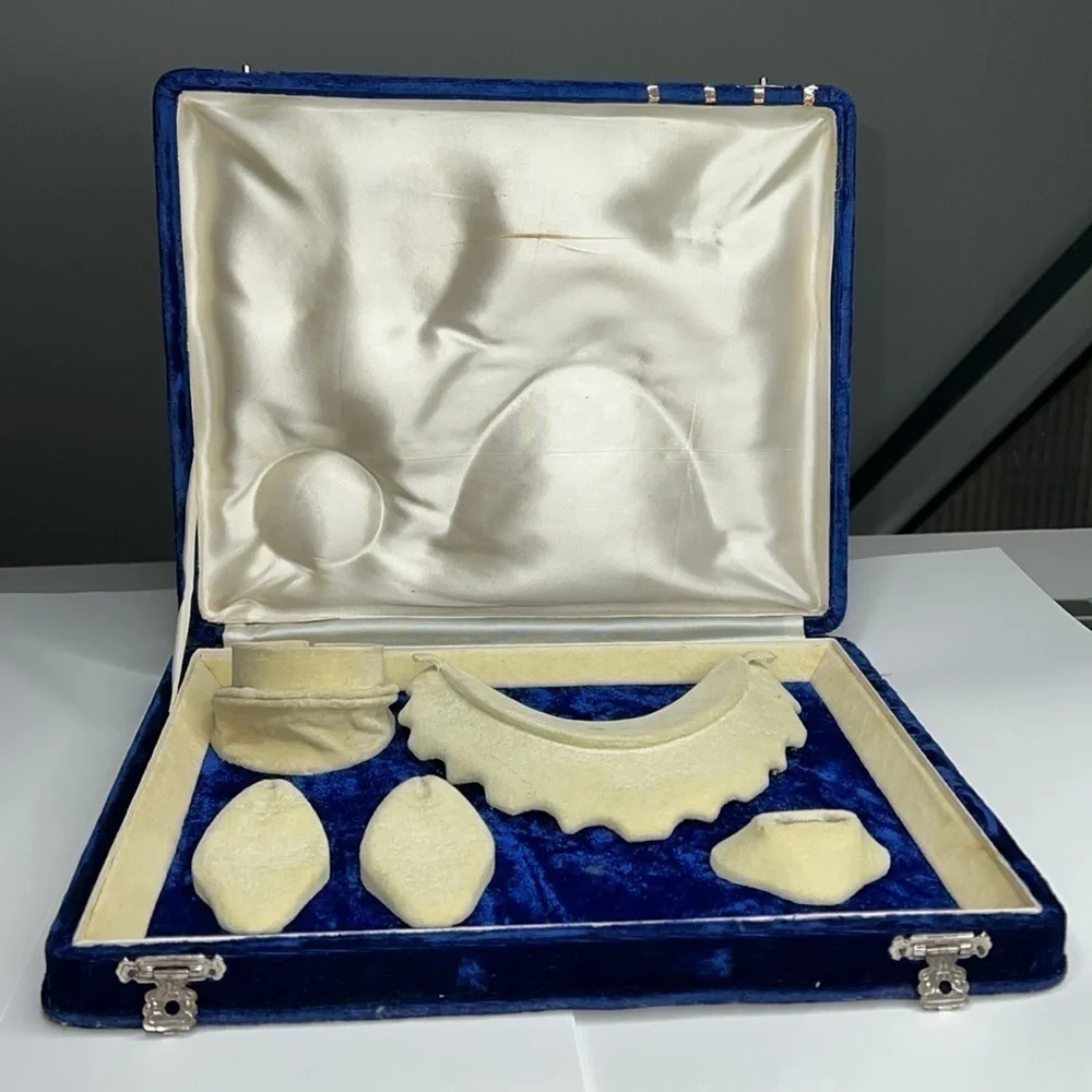 Vintage Blue Velvet 5 Celluloid Jewelry Box